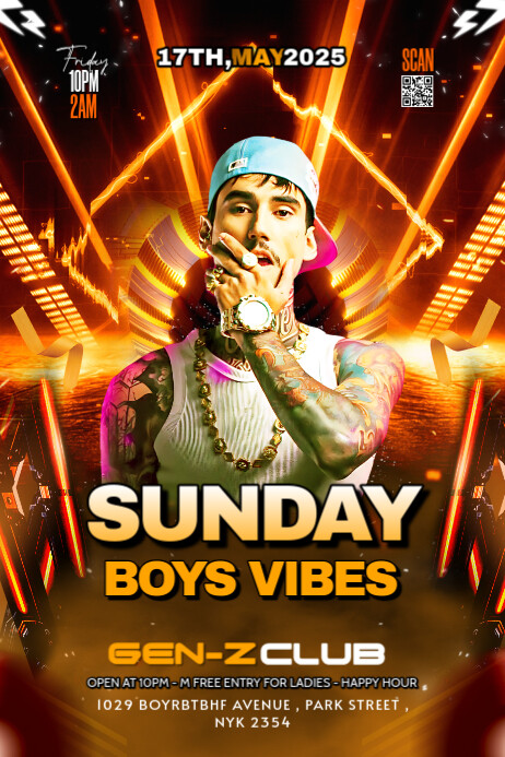 Maximalist Sunday Vibes Banner 4' × 6' template