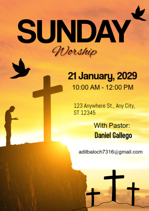 Maximalist Sunday Worship Flyers  A4 template