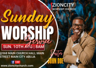Maximalist Sunday Worship Invitation Service  Postcard Cartolina template