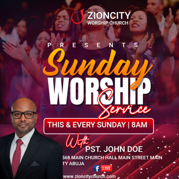 Maximalist Sunday Worship Invitation Service Instagram Post Template ...