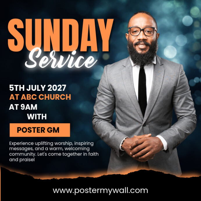 Maximalist Sunday Worship Service Instagram Post Template | PosterMyWall