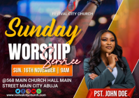 Maximalist Sunday Worship Service  Postcard template