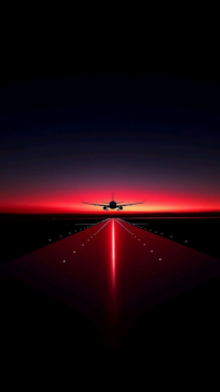 Maximalist Sunset Runway Airplane Background Digital Display (9:16) template