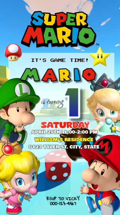 Maximalist Super Mario Birthday Instagram Story template
