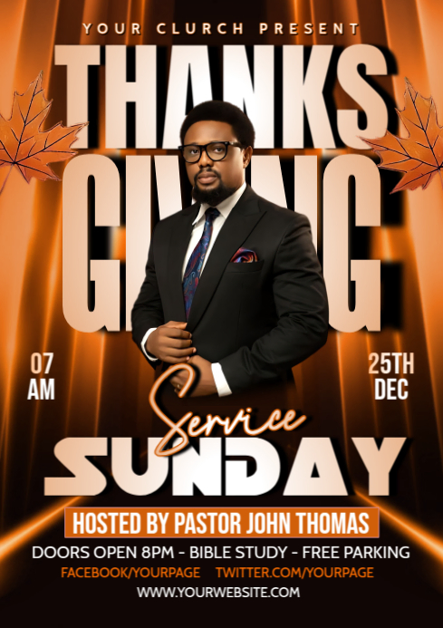 Maximalist Thanks Giving Sunday Service A4 template