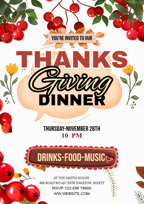 Maximalist Thanksgiving Flyer A5 template