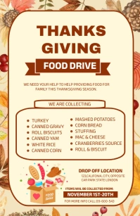Maximalist Thanksgiving Food Drive Template D Tabloid