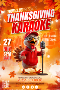 Maximalist Thanksgiving Karaoke Banner 4' × 6' template