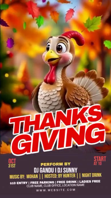 Maximalist Thanksgiving Party Digital Display (9:16) template