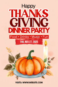 Maximalist Thanksgiving Party Pinterest Graphic template