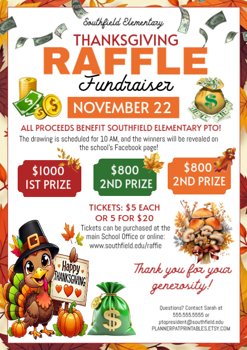 White Fundraiser Raffle Flyers Template | PosterMyWall