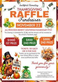 Maximalist Thanksgiving Raffle Fundraiser Invitation A4 template
