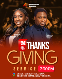 Red Thanksgiving Service Poster/Wallboard Template