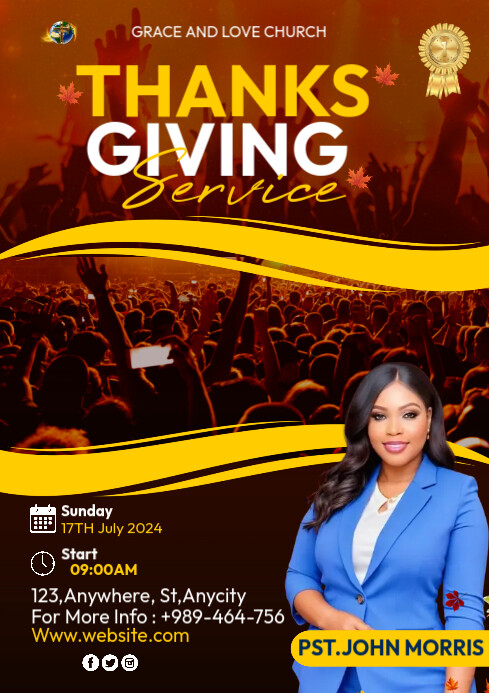 Maximalist Thanksgiving Sunday Service  A4 template