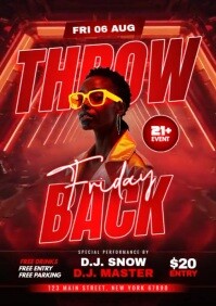 红色 Throwback Party A5 Template