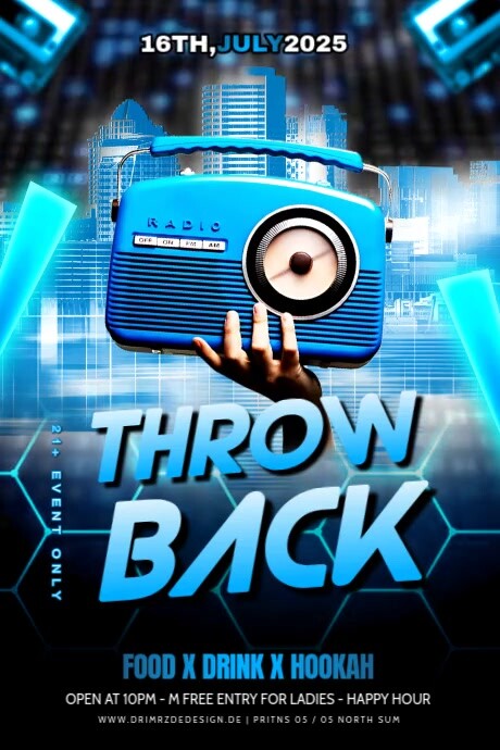 Maximalist Throwback Party Flyer Poster Cartaz template