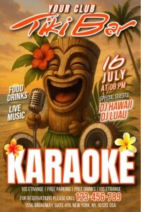 Maximalist Tiki Bar Karaoke Banner 4' × 6' template