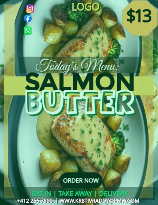 Maximalist Today's Menu - Butter Salmon Flyer (us Letter) template