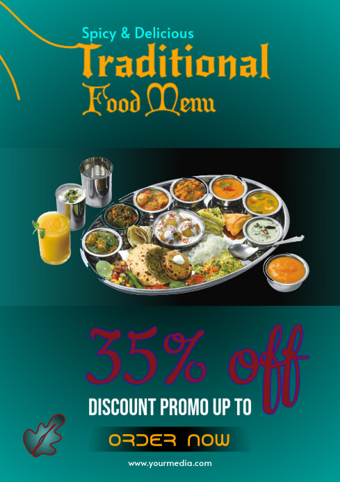 Maximalist Traditional Food Menu A2 Template | PosterMyWall