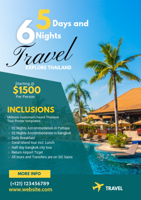 Maximalist Travel Flyer Design A4 template