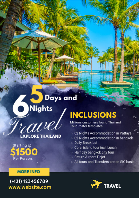 Maximalist Travel Flyer Design A5 template