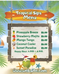 Maximalist Tropical Summer Drink Menu Template Instagram Portrait