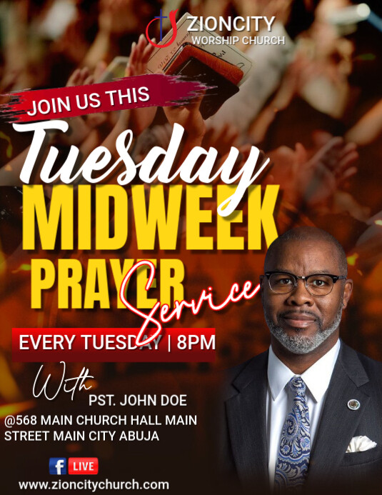 Copy of Maximalist Tuesday Midweek Prayer Service Template Flyer (us ...