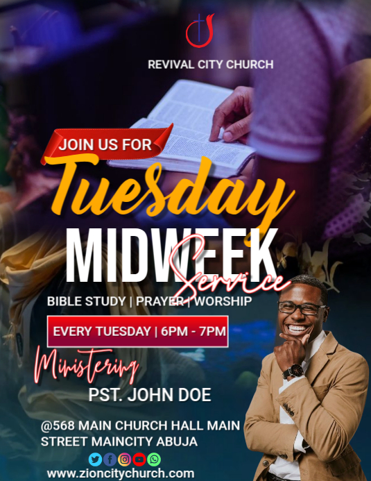 Maximalist Tuesday Midweek Service  Flyer (us Letter) template