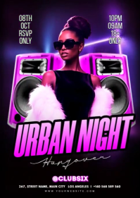 Maximalist Urban Night Party Flyer A6 template
