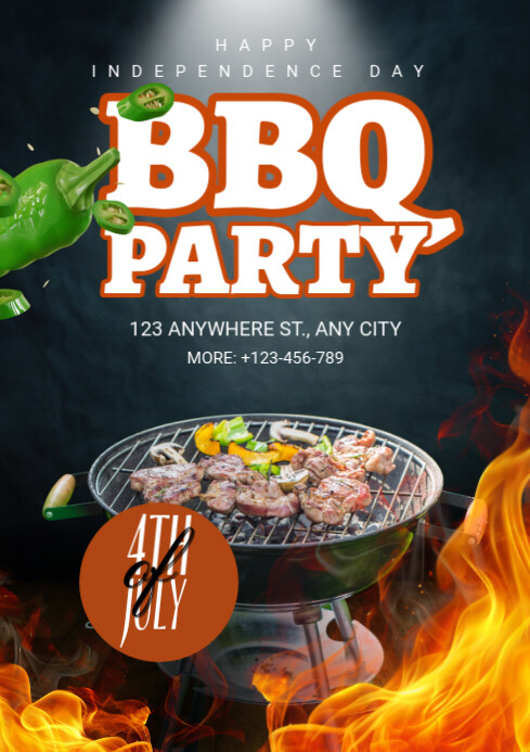 Maximalist Usa Independence Day Bbq Party Ad Flyer Design A4 template