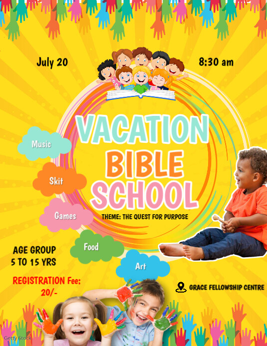 Maximalist Vacation Bible School Flyer (us Letter) Template | PosterMyWall
