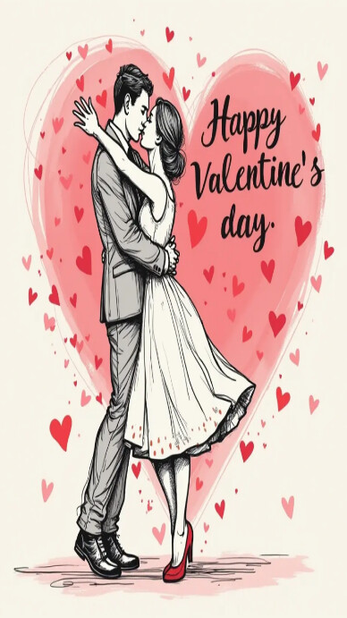 Maximalist Valentine's Day Card For Couples  Digital Display (9:16) template