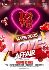 Maximalist Valentine's Day Night Party Flyer A3 template