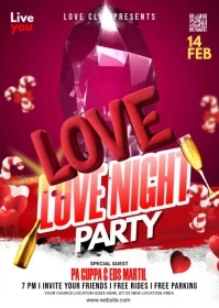 Maximalist Valentine's Day Night Party Flyer A6 template