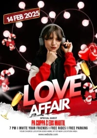 Maximalist Valentine's Day Night Party Flyer A1 template