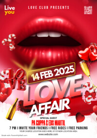 Maximalist Valentine's Day Night Party Flyer  A3 template