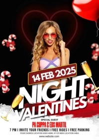 Maximalist Valentine's Day Night Party Flyer A2 template