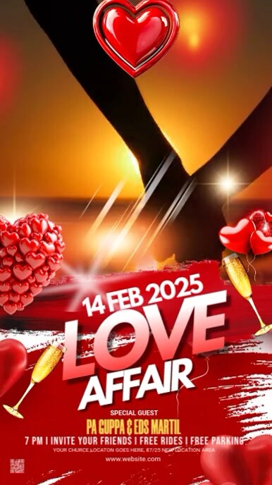 Maximalist Valentine's Day Night Party Digital Display Digital Display (9:16) template