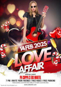 Maximalist Valentine's Day Night Party Flyer A1 template