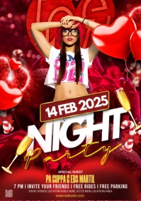 Maximalist Valentine's Day Night Party Flyer A2 template