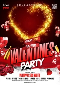 Maximalist Valentine's Day Night Party Flyer A5 template