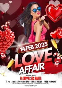 Maximalist Valentine's Day Night Party Flyer A1 template
