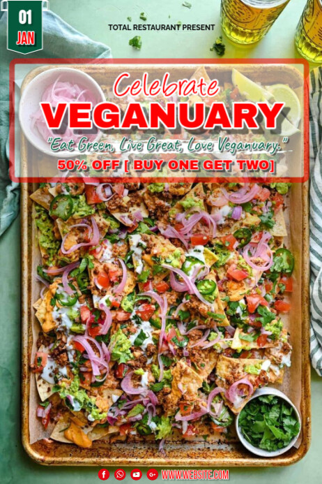 Maximalist Veganuary Poster template