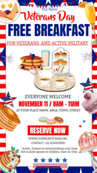 Maximalist Veterans Day Breakfast Invitation Instagram Story template