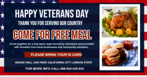 Maximalist Veterans Day Free Meal Sharing Facebook Ad Facebook-annonce template