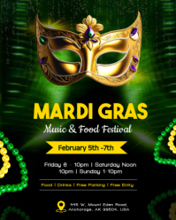 Черный Mardi Gras Festival Instagram Portrait Template