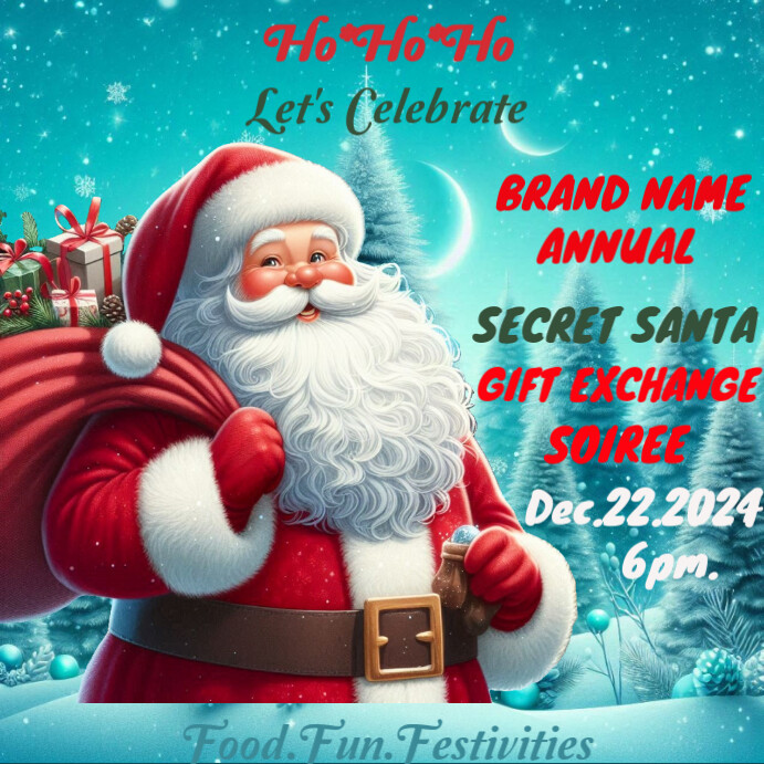 Maximalist Vibrant Secret Santa Claus, Christmas Staff Party Flyer ...