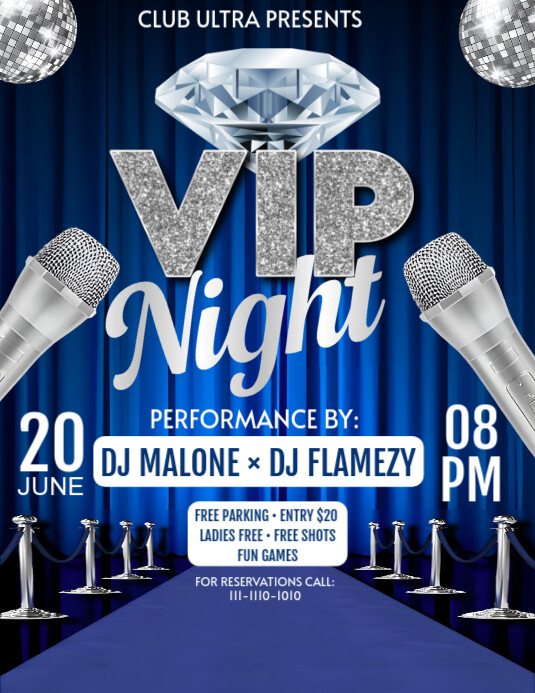 Maximalist Vip Night Party Ads  Flyer (us Letter) template
