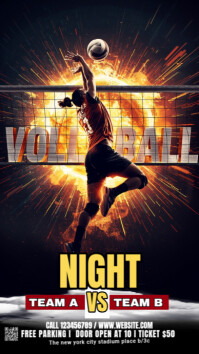 Hitam Volleyball Night Match Instagram-Story Template
