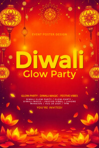 Maximalist Warm Diwali Glow Party Invitation Design Poster template